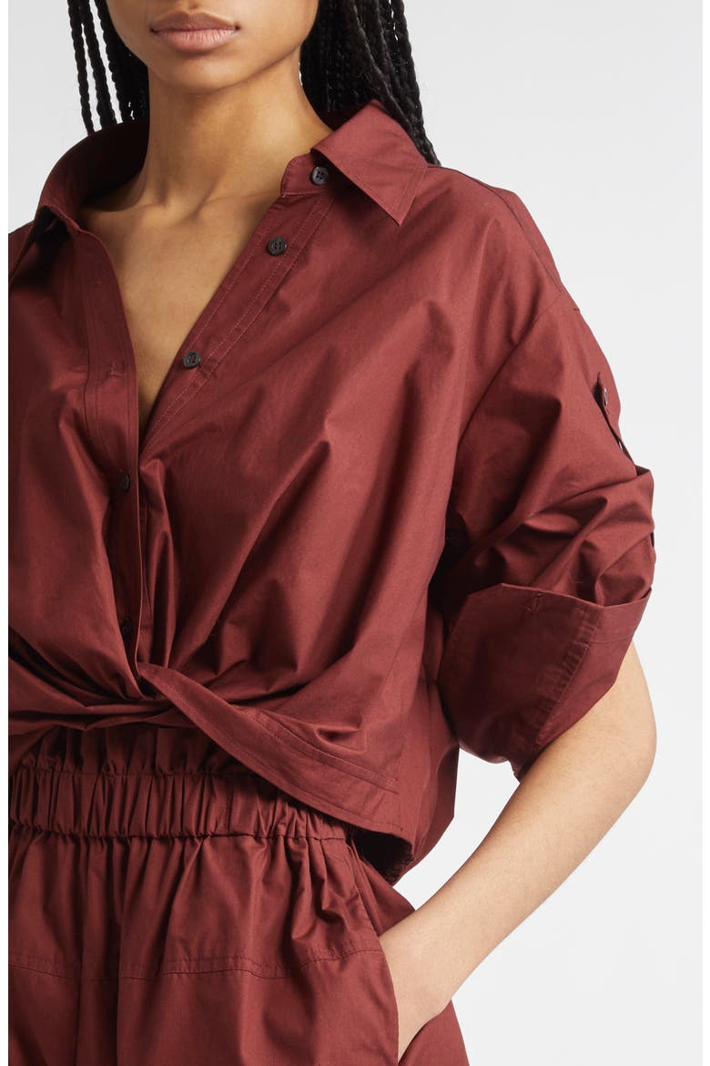 Andy Twist Hem Shirt, Alternate, color, DARK BOSCO