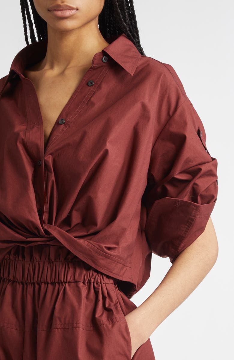 A.L.C. Andy Twist Hem Shirt, Alternate, color, Dark Bosco