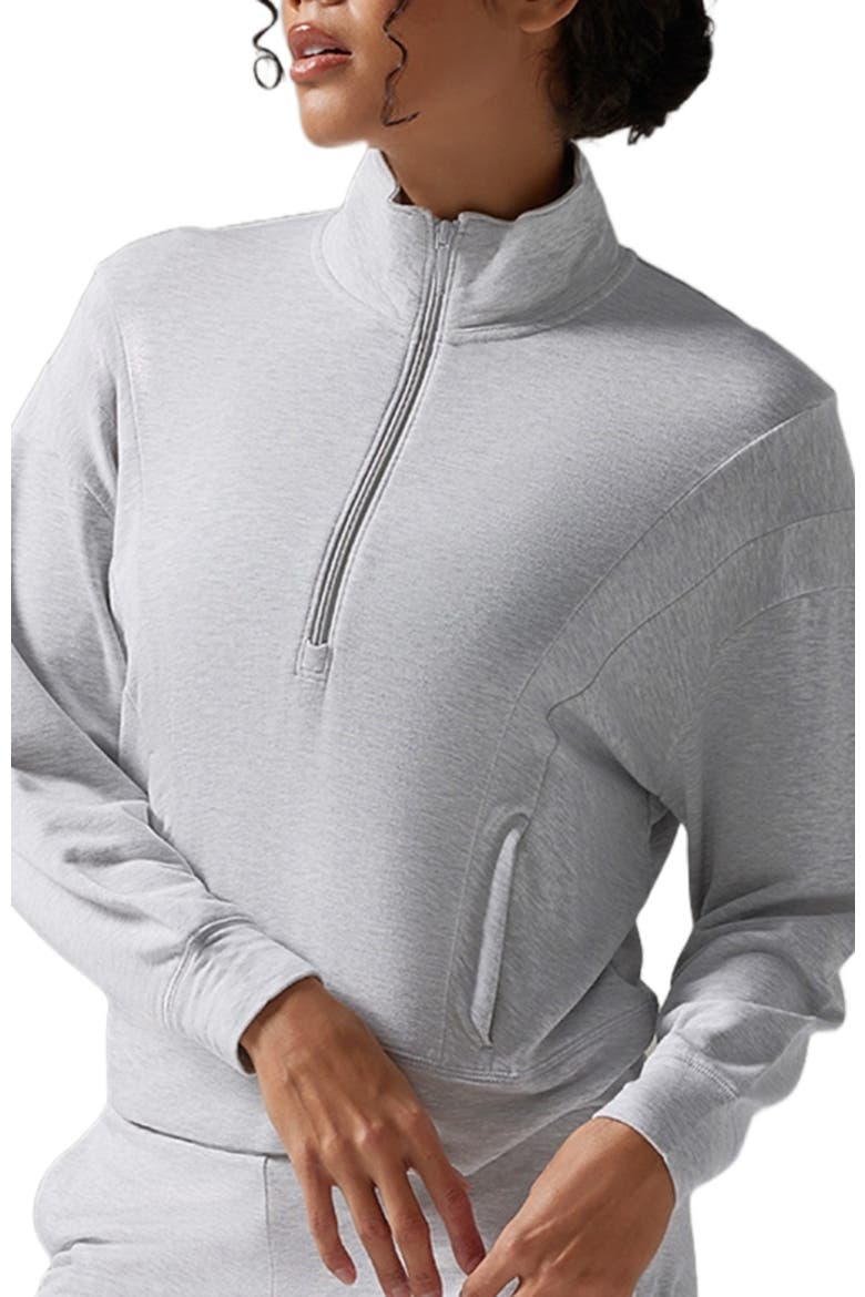 3/4 Zip Cozy Fleece Pullover, Alternate, color, ASH