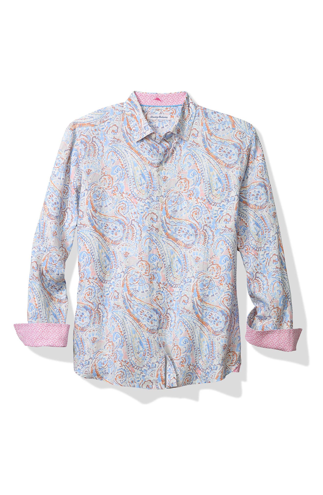 Playa Blanca Paisley Linen Button-Up Shirt