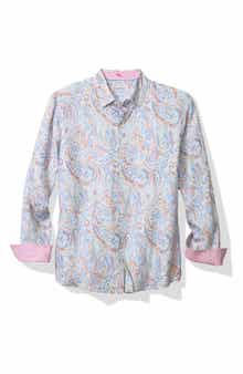 Playa Blanca Paisley Linen Button-Up Shirt