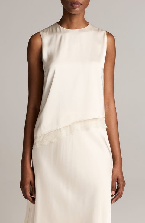 Asymmetric Hem Shell with Lace