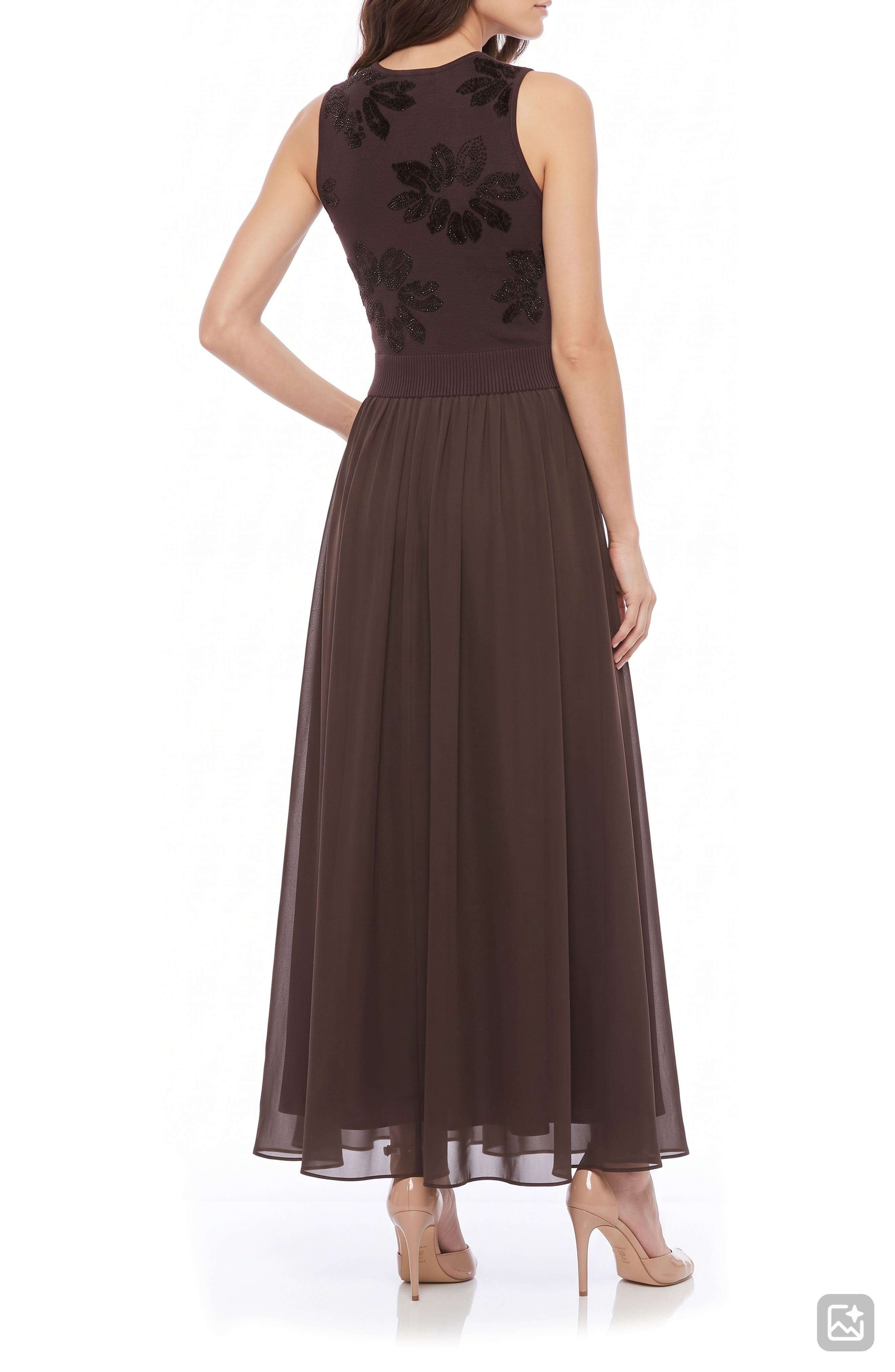 Mixed Media Beaded Midi Dress