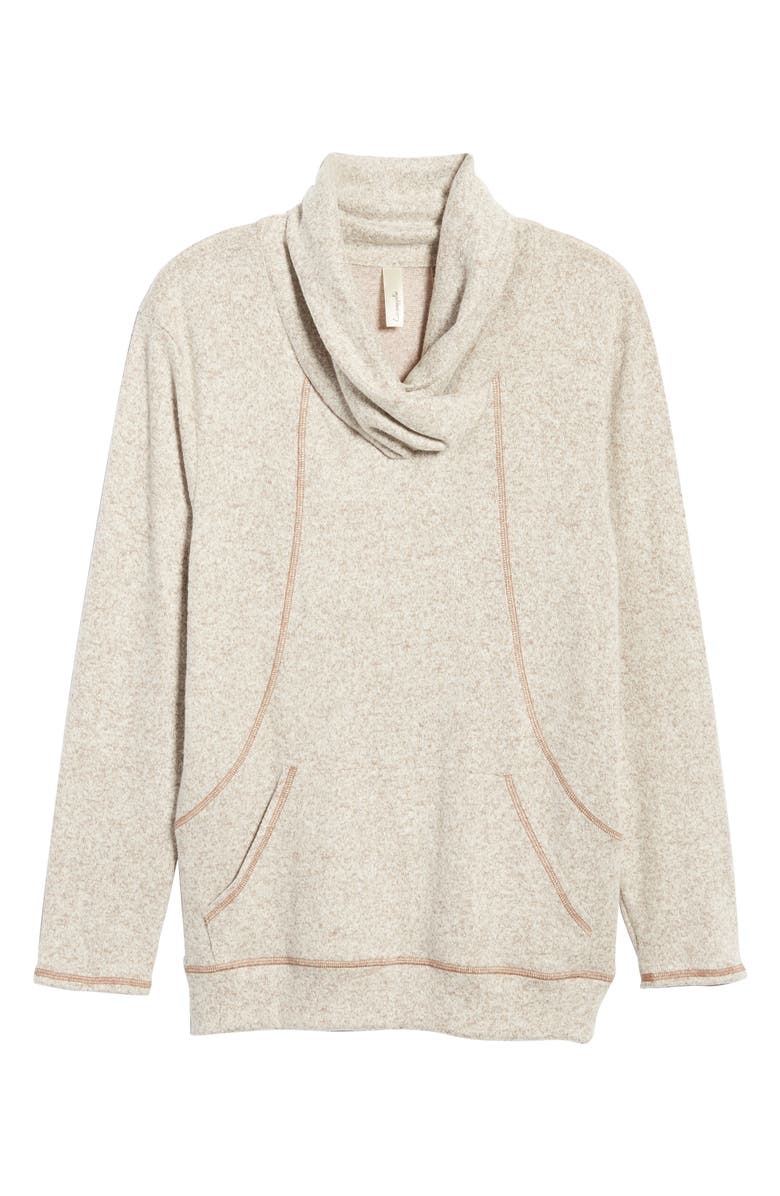 Loveappella Cross Neck Seamed Pullover, Alternate, color, Oatmeal