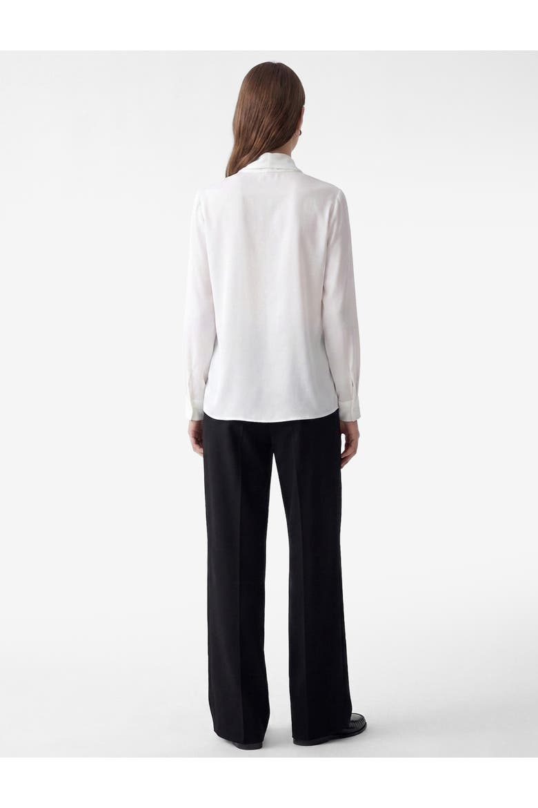 Long Sleeve Shawl Collar Poplin Top, Alternate, color, OFF WHITE