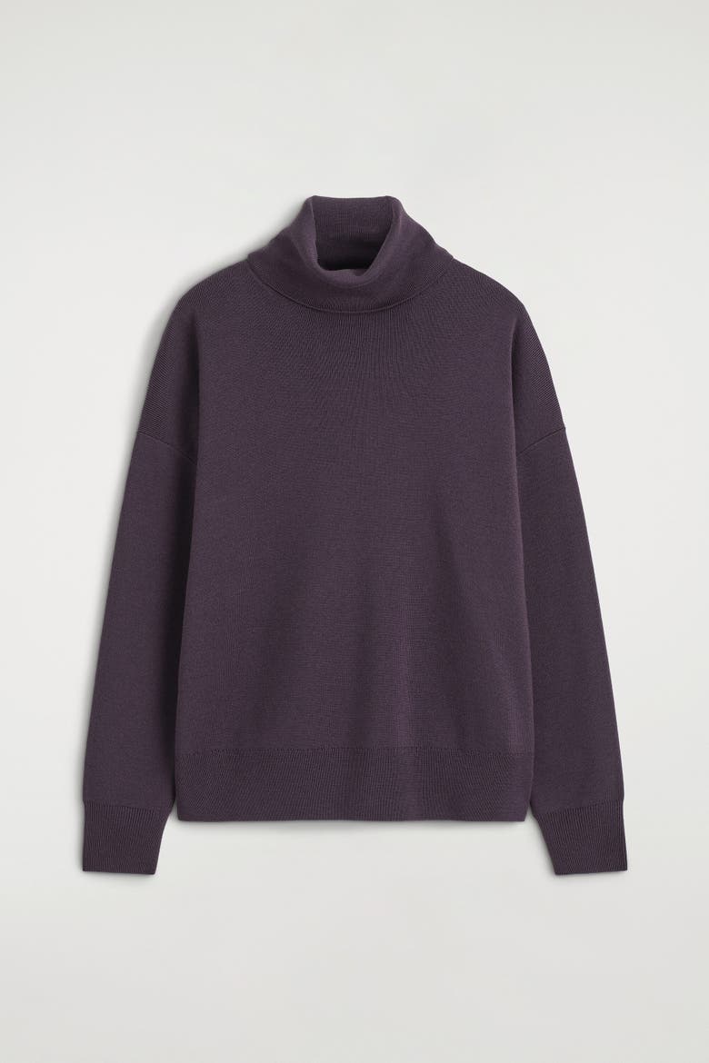 Merino Wool Roll-Neck Sweater, Alternate, color, DARK PURPLE