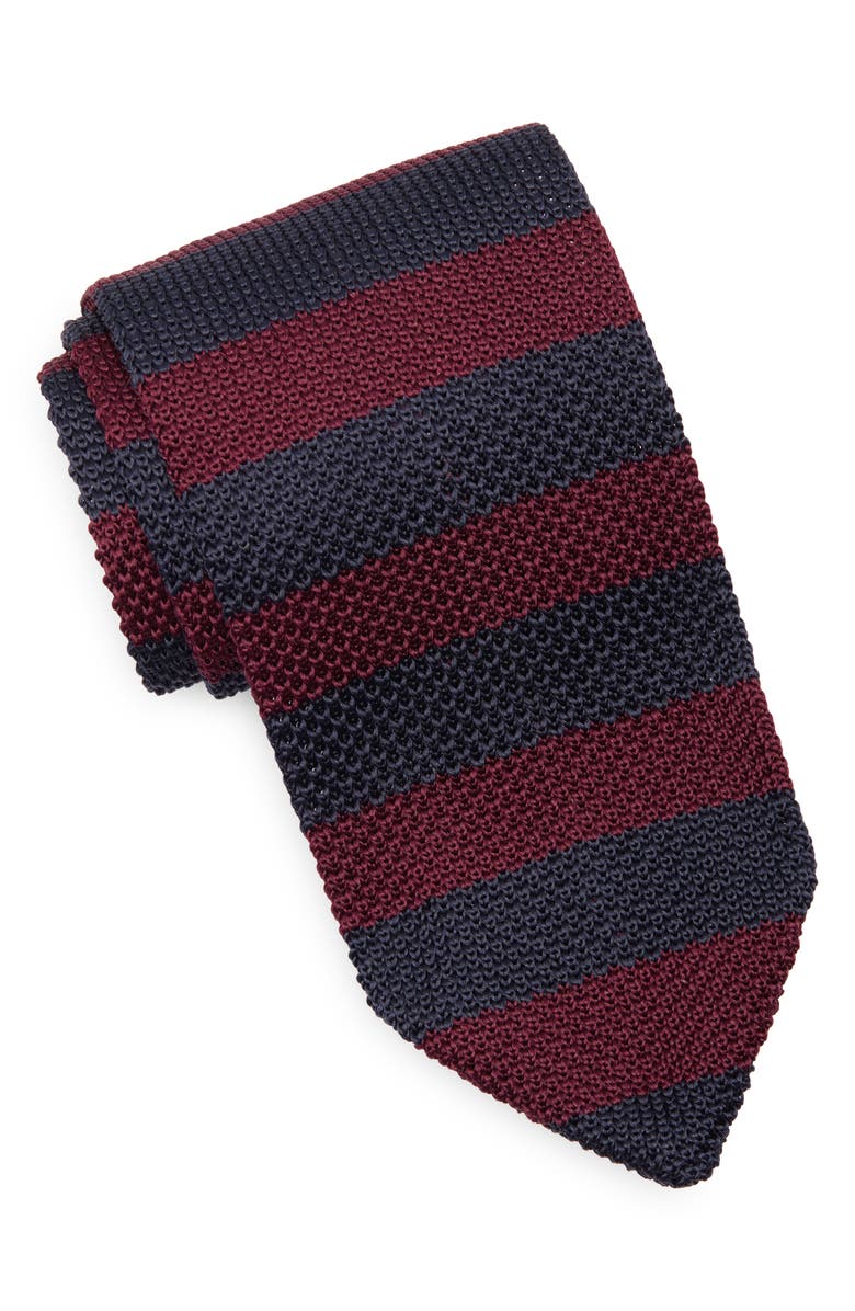 PAISLEY & GRAY Stanley Stripe Knit Tie, Main, color, Navy Malbec Stripe