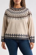 Halogen® Fair Isle Crewneck Sweater