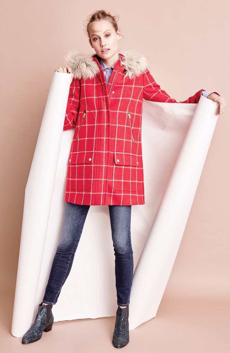 J.CREW FACTORY J.Crew Windowpane Check Chateau Parka, Alternate, color,