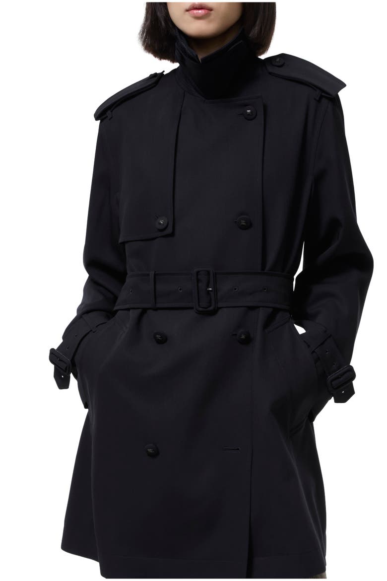 Short Wool Trench Coat, Main, color, Navy