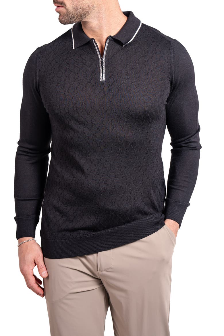 Knitted Passion Merino Wool Quarter Zip Sweater, Alternate, color, BLACK