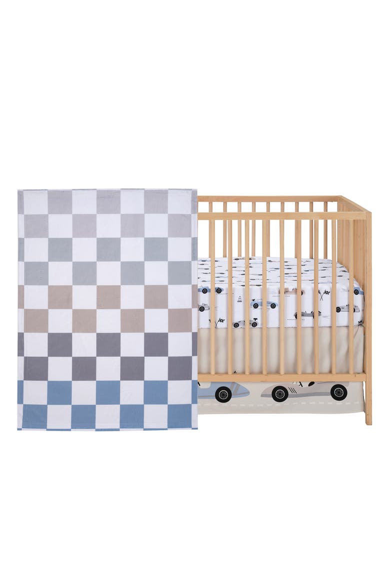 Little Racer 3-Piece Cars/Transportation Baby Crib Bedding Set, Main, color, Blue