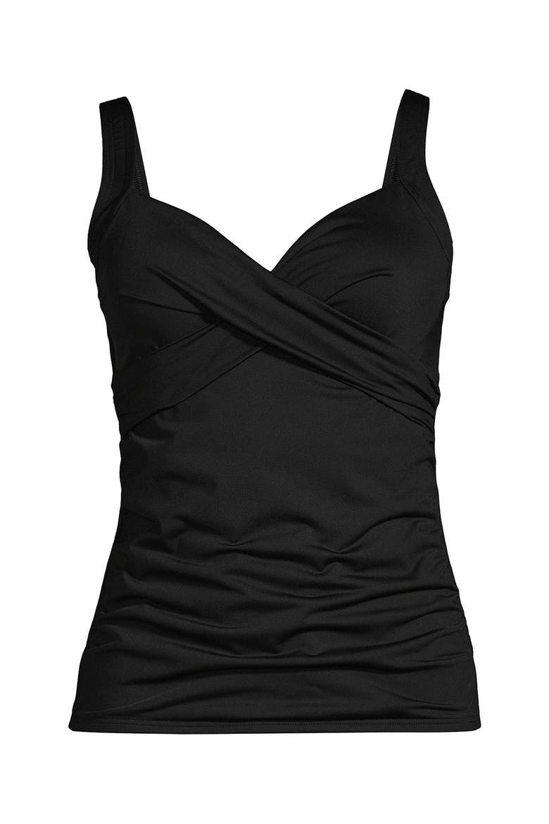 D-Cup V-Neck Wrap Underwire Tankini Swimsuit Top, Alternate, color, Black