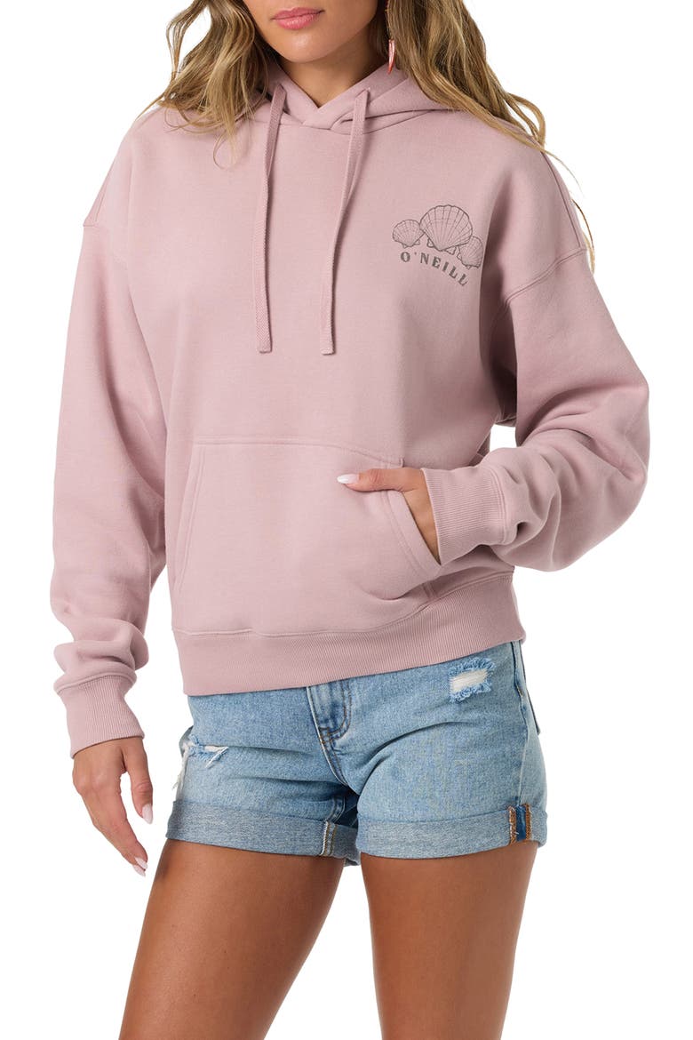 Sunshell Relaxed Fleece Graphic Hoodie, Main, color, ORCHID