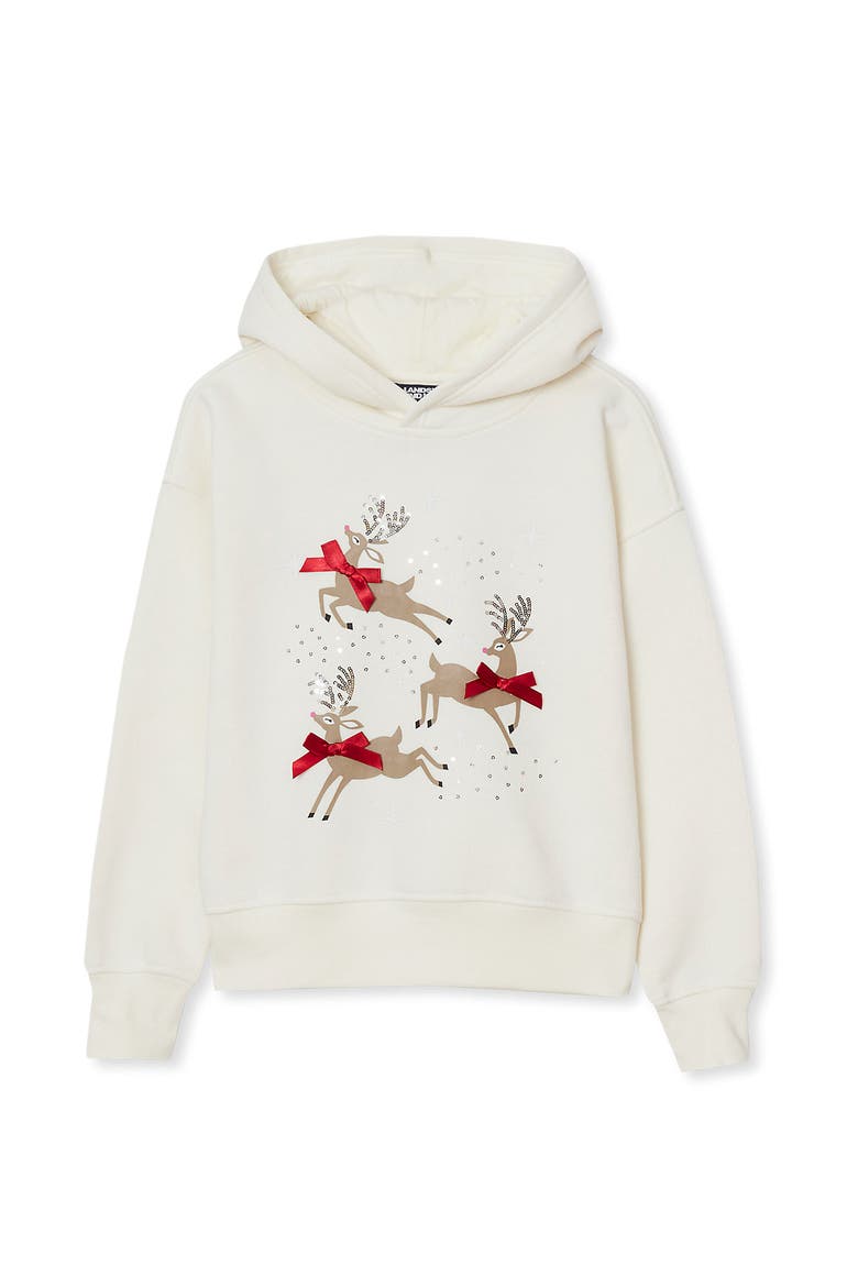 Girls Oversized Hoodie, Main, color, Sequins/Reindeer/Egret