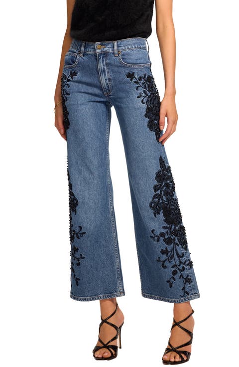 Lea Beaded Cropped Straight Leg Jeans