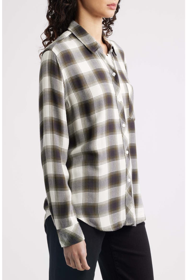Hunter Plaid Button-Up Shirt, Alternate, color, OLIVE CHARCOAL IVORY