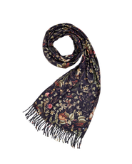 Fable England Wolf Garden Navy Scarf with Tassels