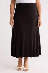 Renee C Foldover Waist Midi Skirt
