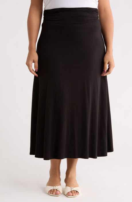 Renee C Foldover Waist Midi Skirt
