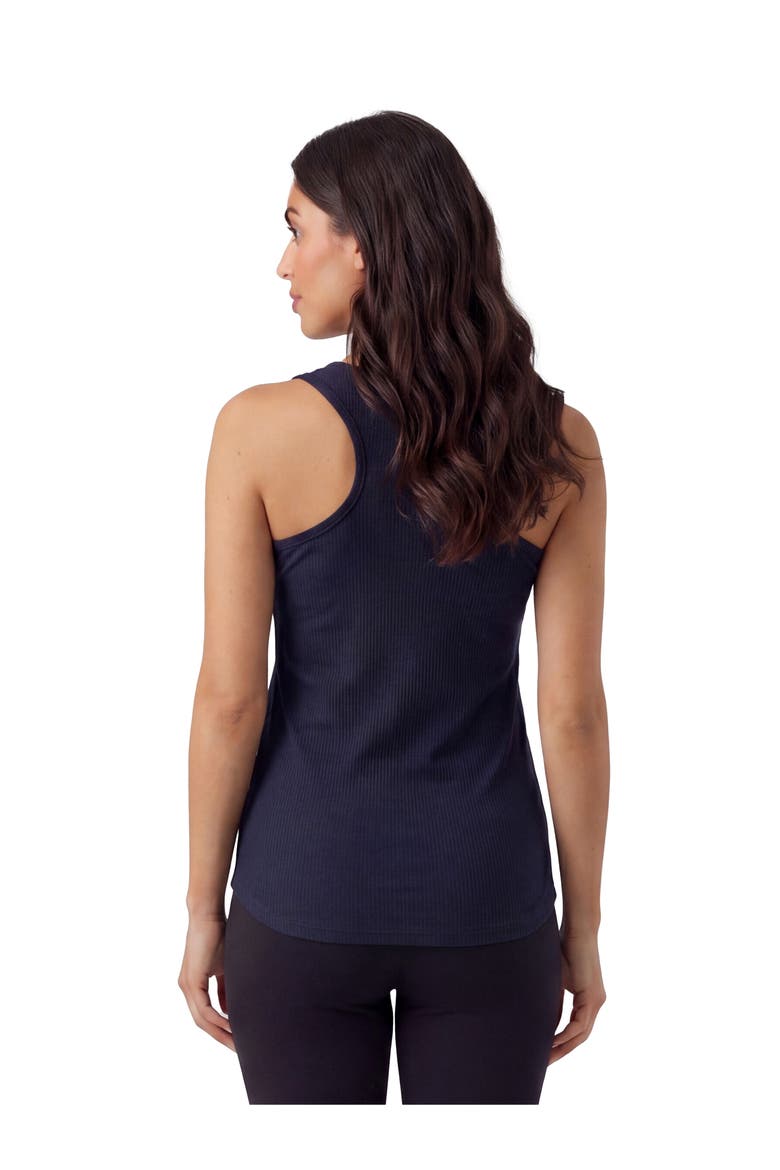 Maternity Basic Ribbed Knit Sleeveless Scoop Neck Long Flared Tank Top, Alternate, color, Navy