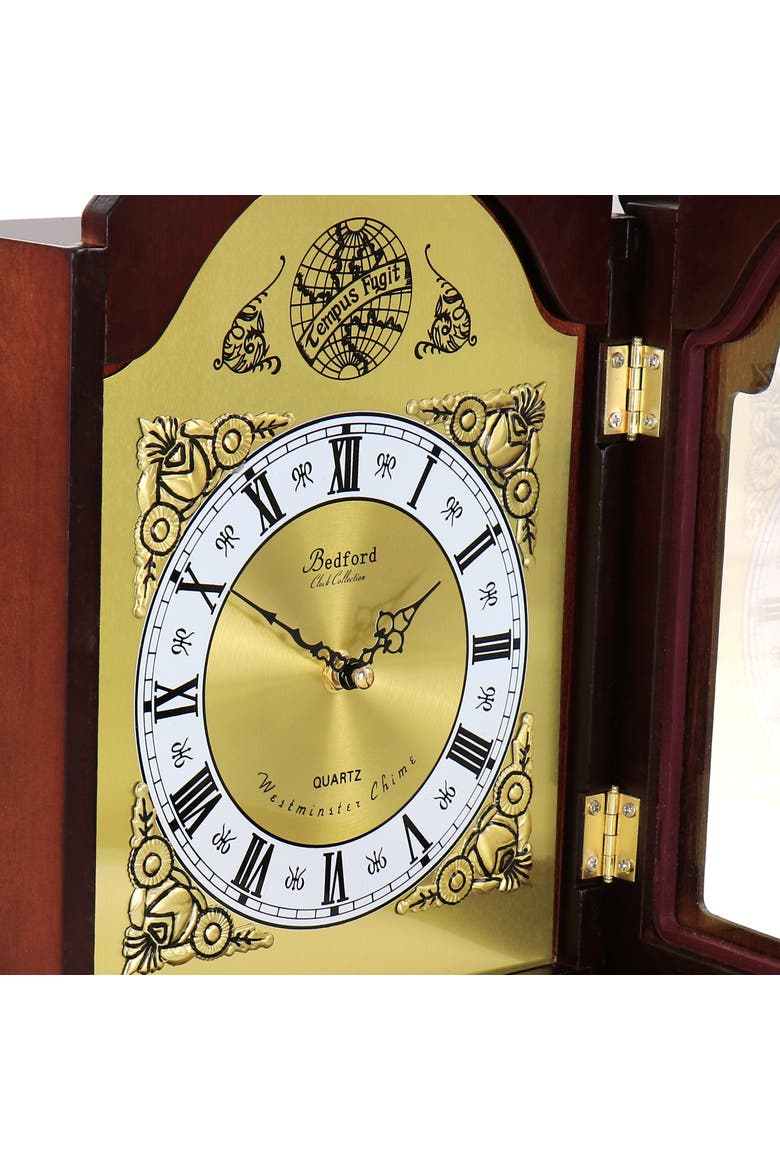 Chiming Decorative Mantel Clock, Alternate, color, Redwood