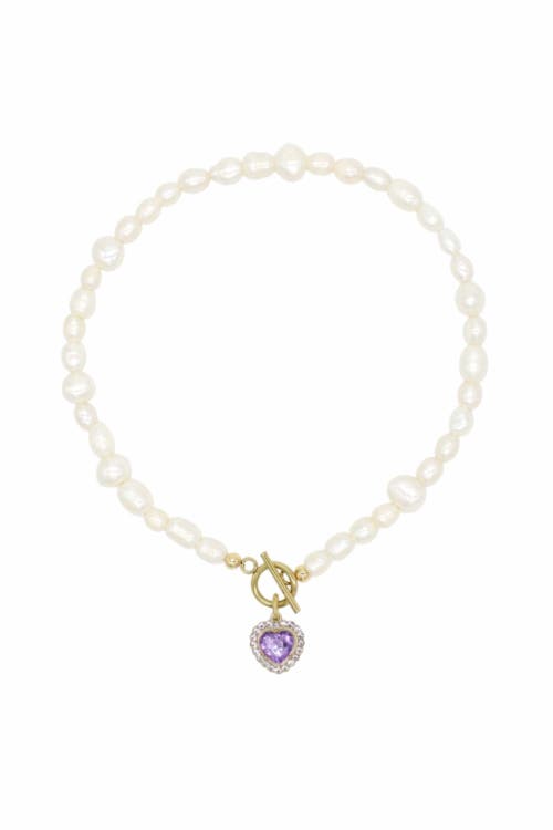 Velvet Luna Heart Pearl Necklace In Purple