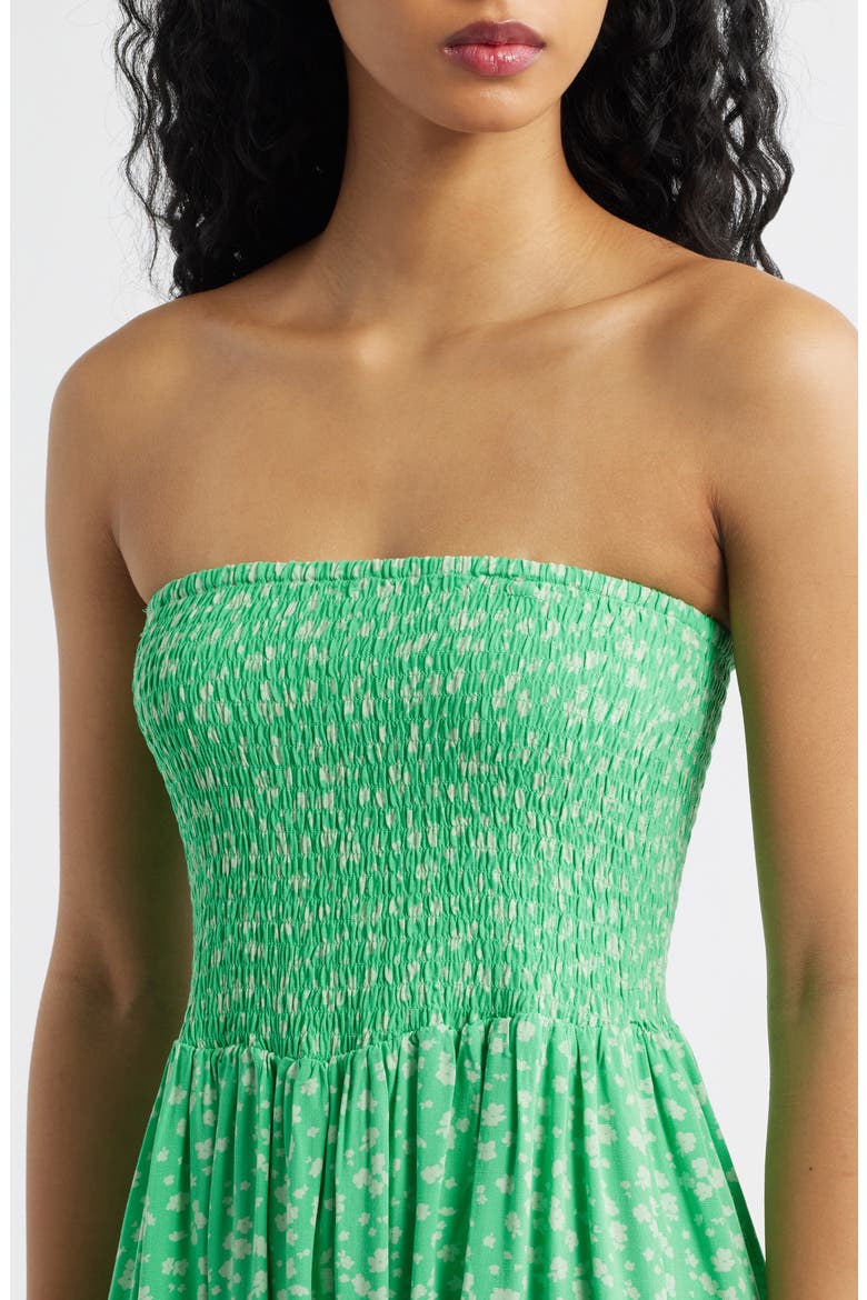 Surf Side Smocked Strapless Minidress, Alternate, color, LIGHT GREEN