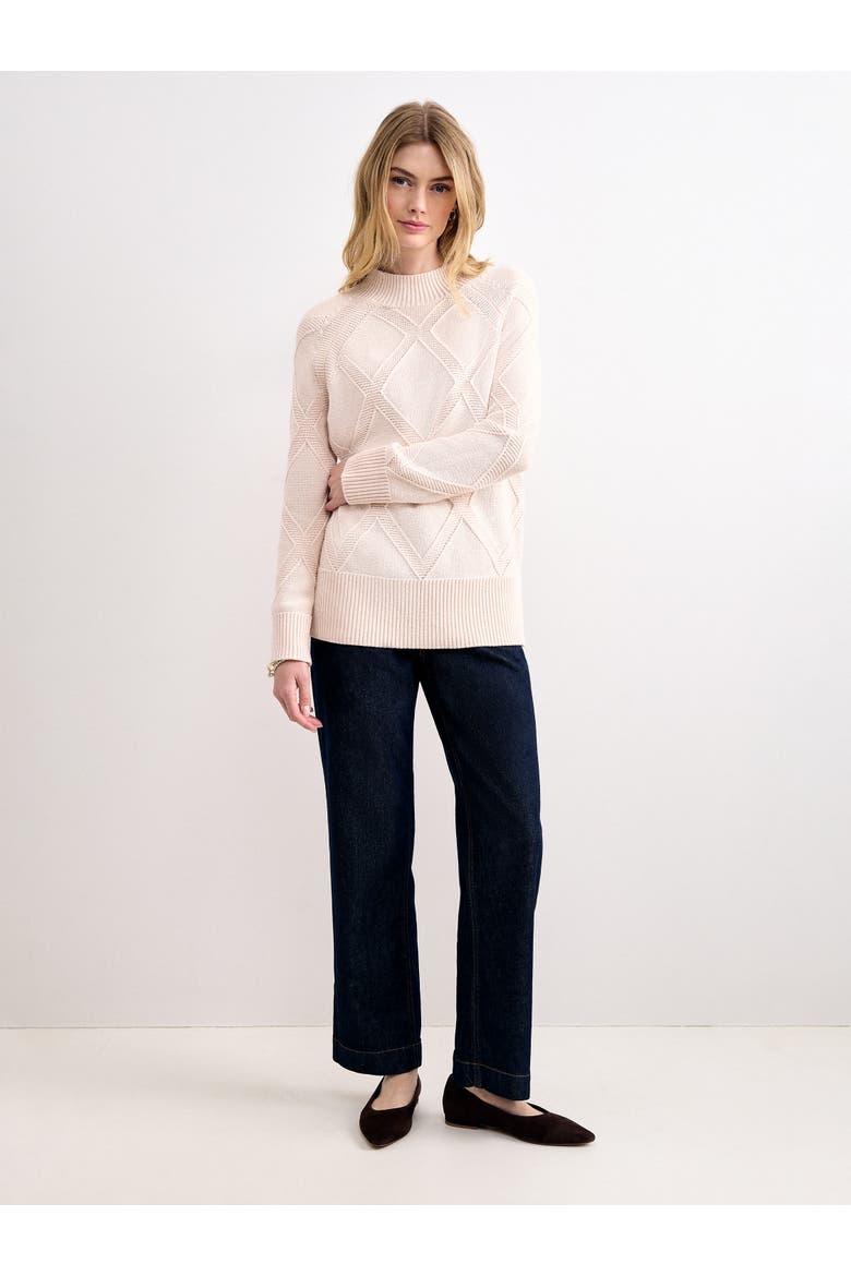 Tara Mock-Neck Diamond Cable Knit Jumper, Alternate, color, Pink