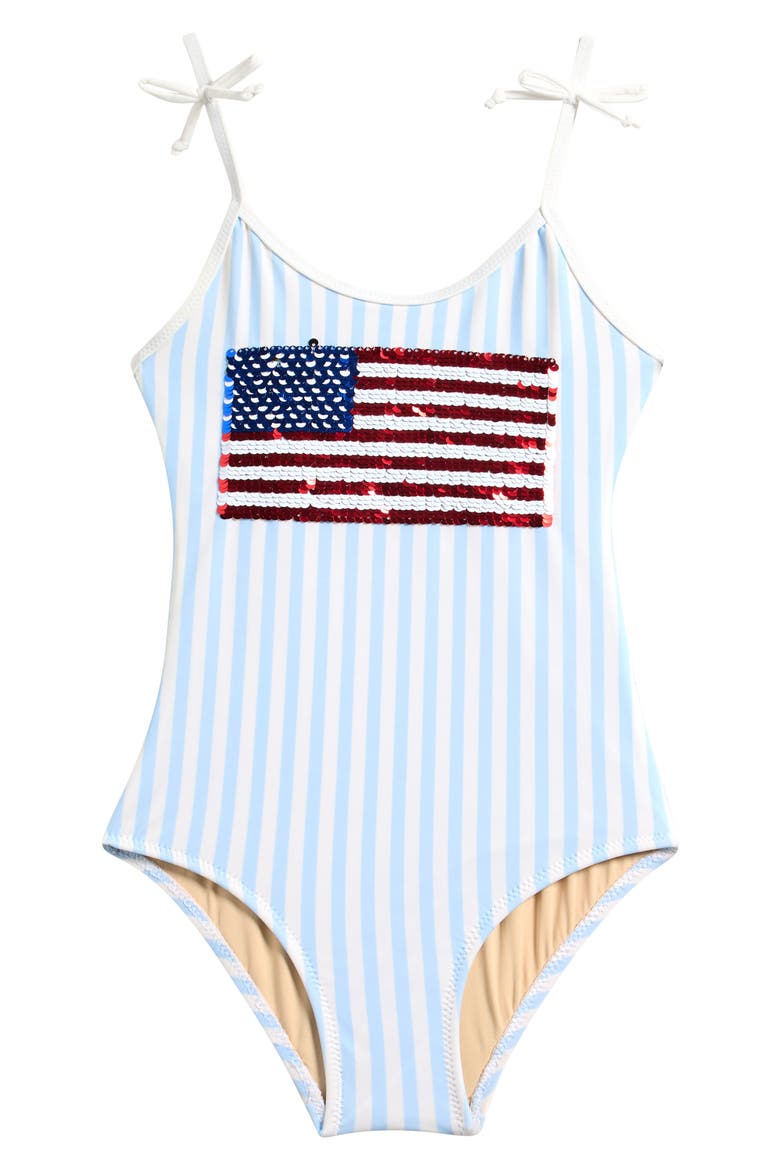 Kids' Americana Sequin One-Piece Swimsuit, Main, color, BLUE