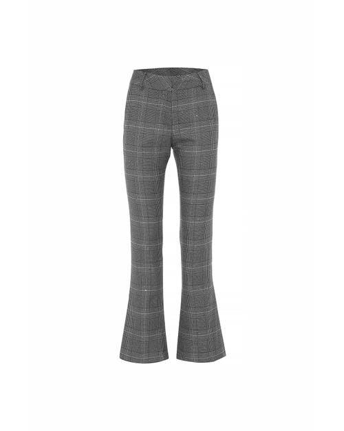 Theo The Label Eudora Cropped Sequined Prince Of Wales Pant In Gray