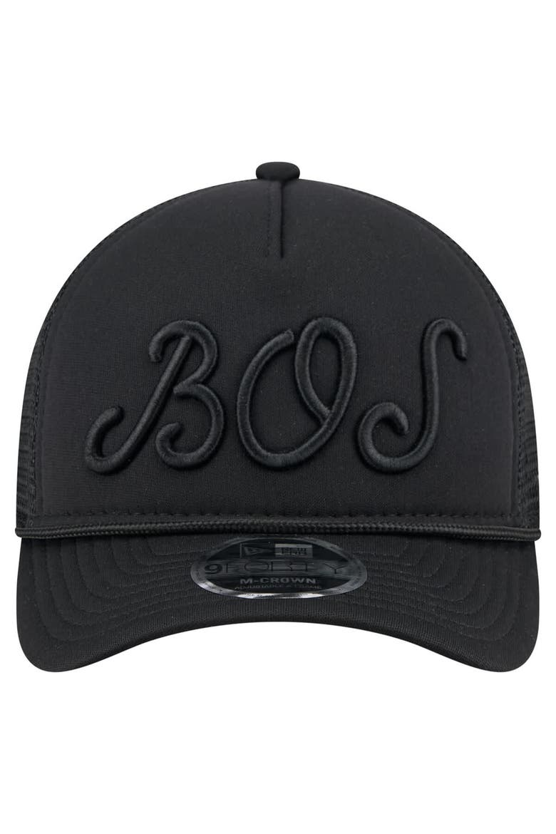 Men's New Era Black Boston Red Sox City Initial 9FORTY A-Frame M-Crown Adjustable Trucker Hat, Alternate, color, Black
