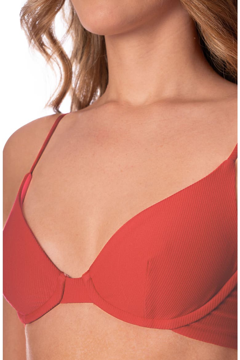 Red Camelia Dainty Reversible Underwire Bikini Top, Alternate, color, RED