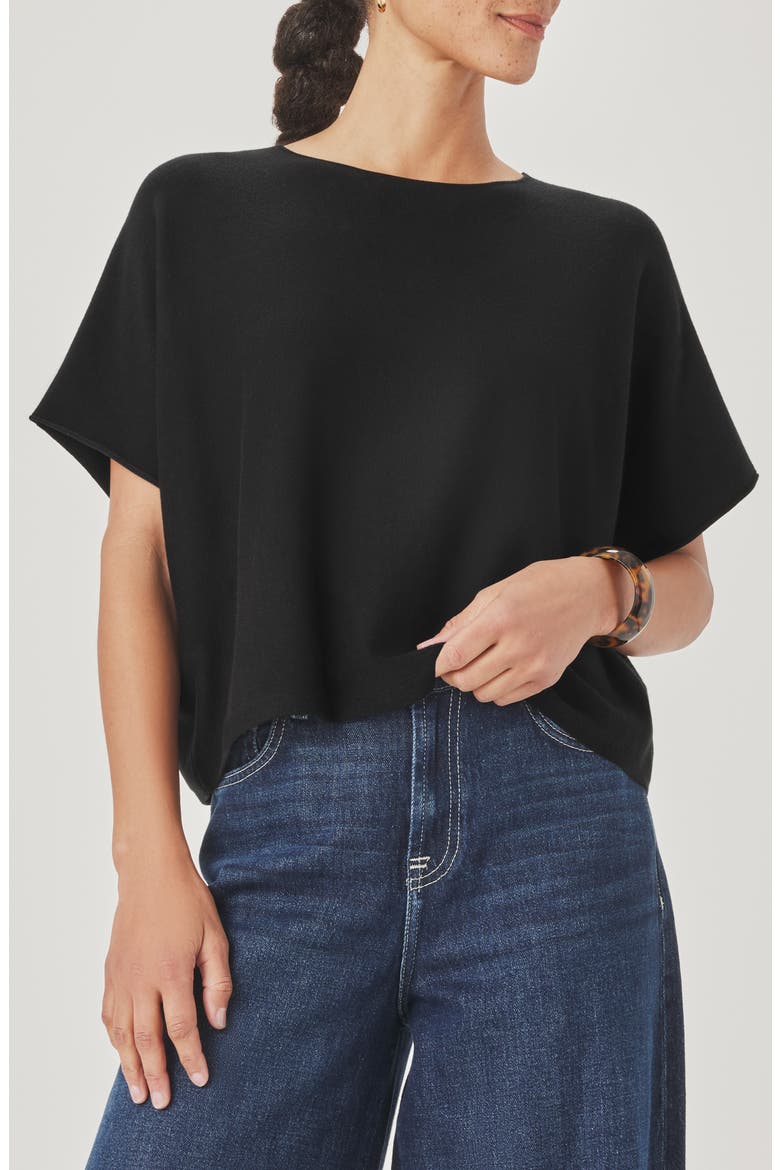 Christa Short Sleeve Sweater, Main, color, BLACK