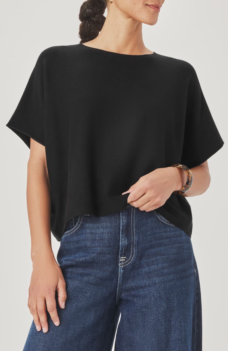 Splendid Christa Short Sleeve Sweater, Main, color, Black