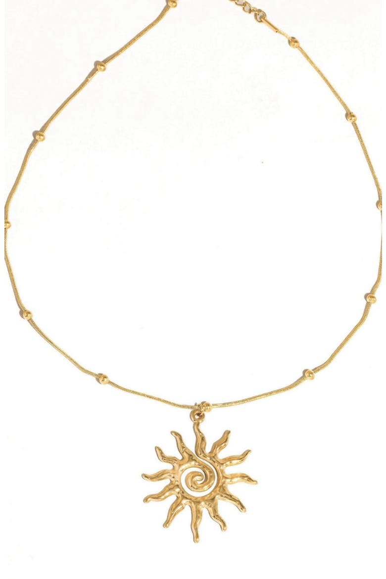 Vortex Sun Pendant Necklace, Main, color, Gold