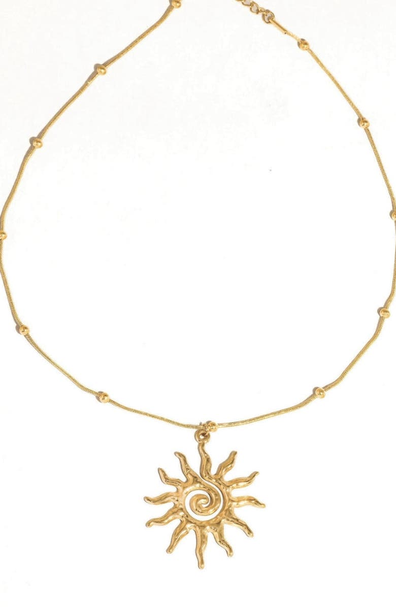 Humanist Beauty Vortex Sun Pendant Necklace, Main, color, Gold