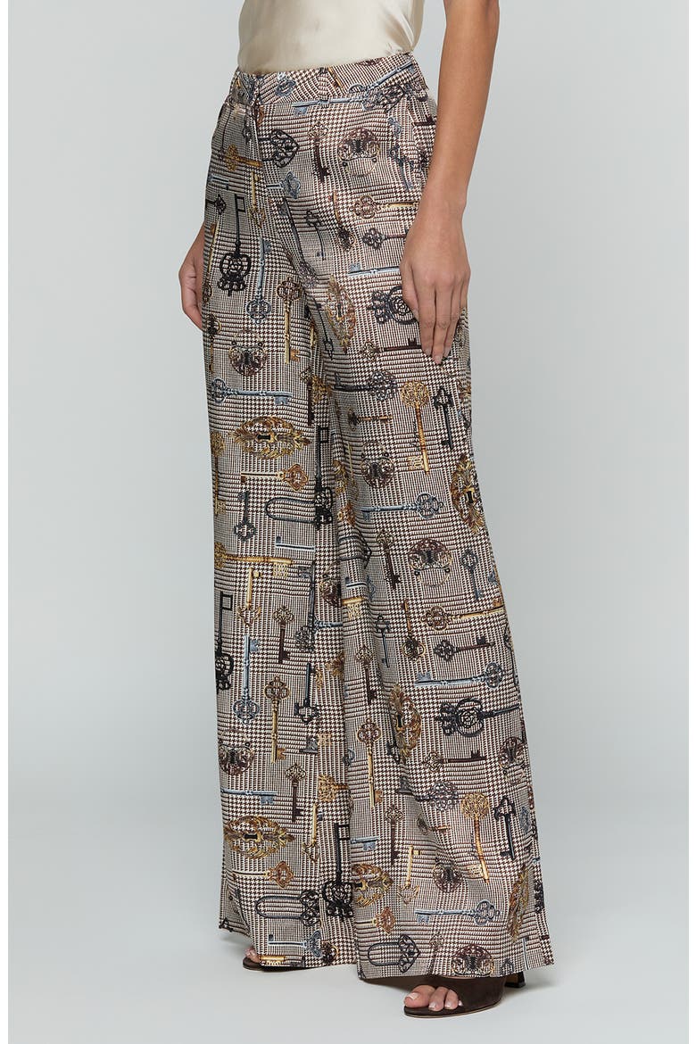 Pilar Houndstooth Key Wide Leg Pants, Alternate, color, BROWN HOUNDSTOOTH KEY
