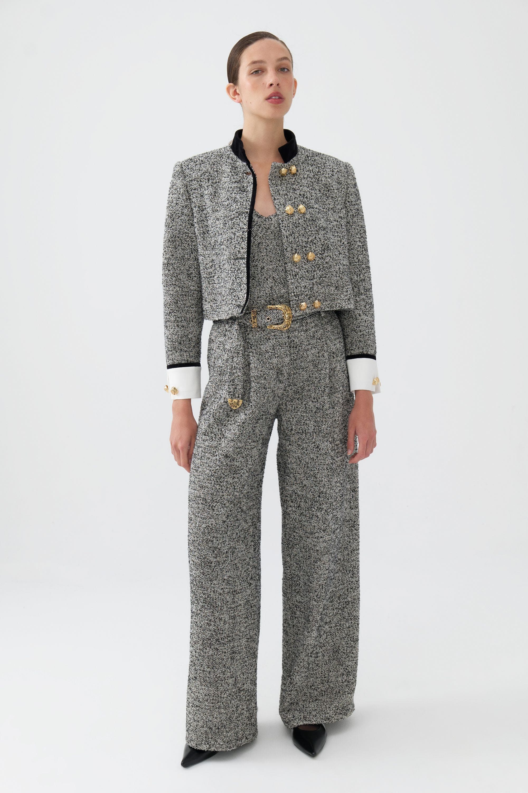 Nocturne Gold Button Detailed Crop Jacket (Women) | Nordstrom