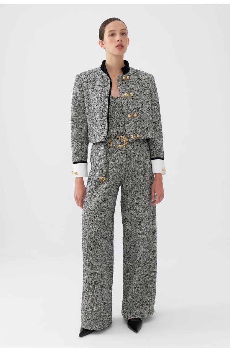 Nocturne Gold Button Detailed Crop Jacket, Alternate, color, 