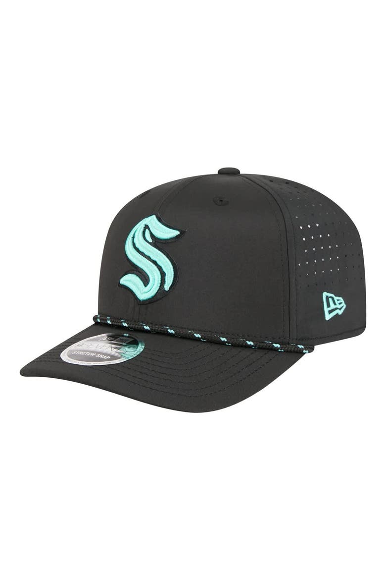 Men's New Era  Black Seattle Kraken Sport Vented 9SEVENTY Rope Adjustable Hat, Main, color, Black