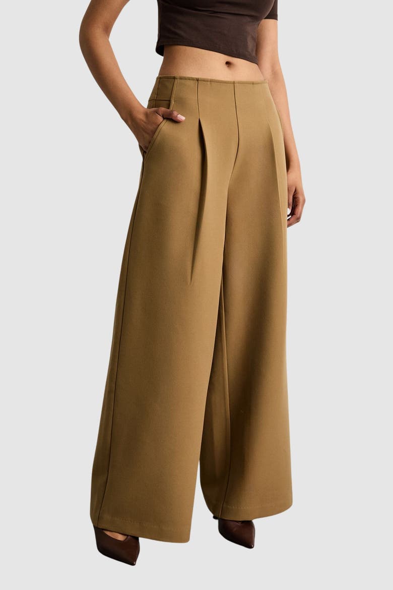 Premium Wide Leg Tailored Trousers, Main, color, Beige