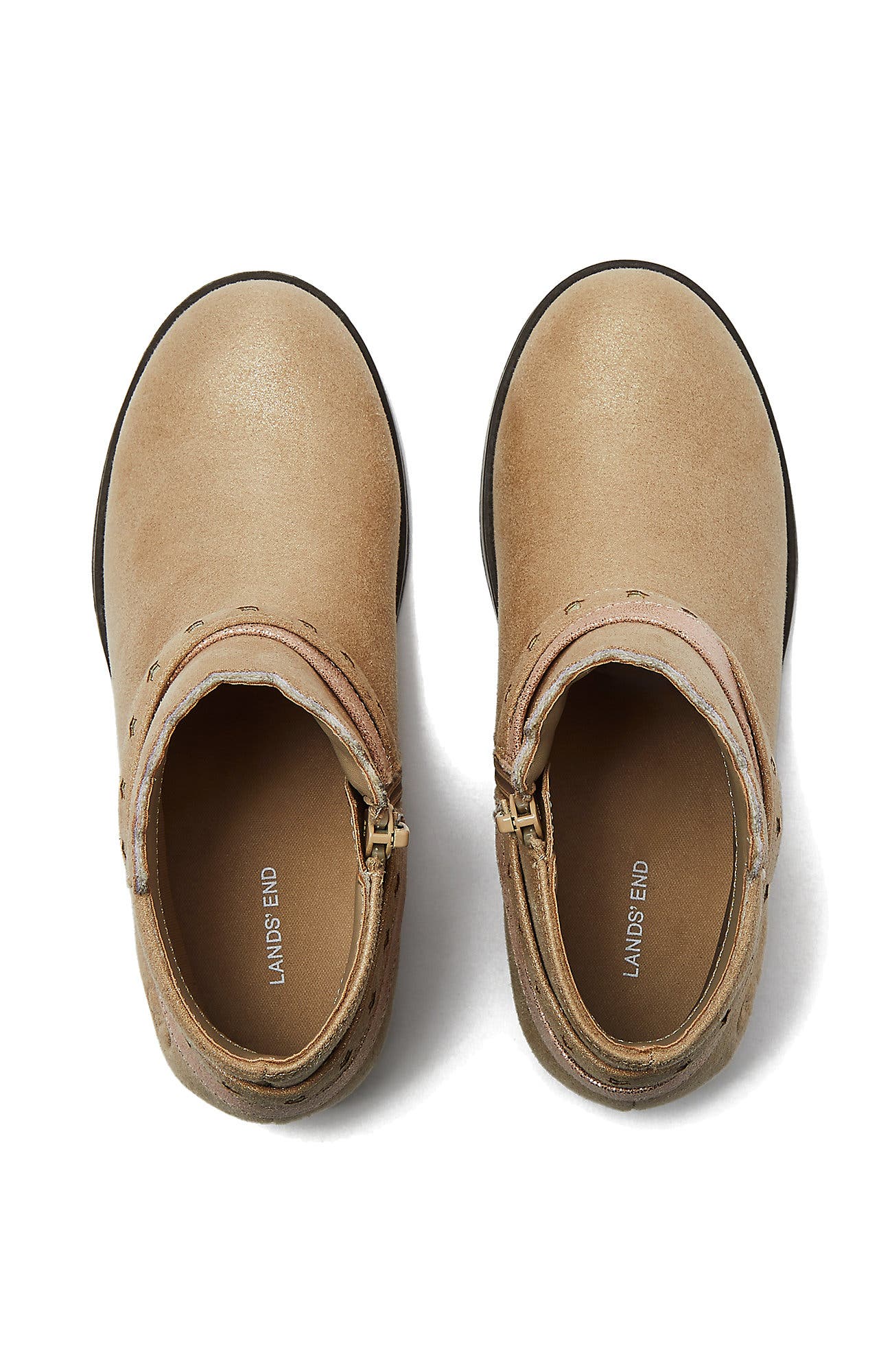 Lands' End Girls Shimmer Zip Up Western Booties, Alternate, color, Platino Shimmer Multi