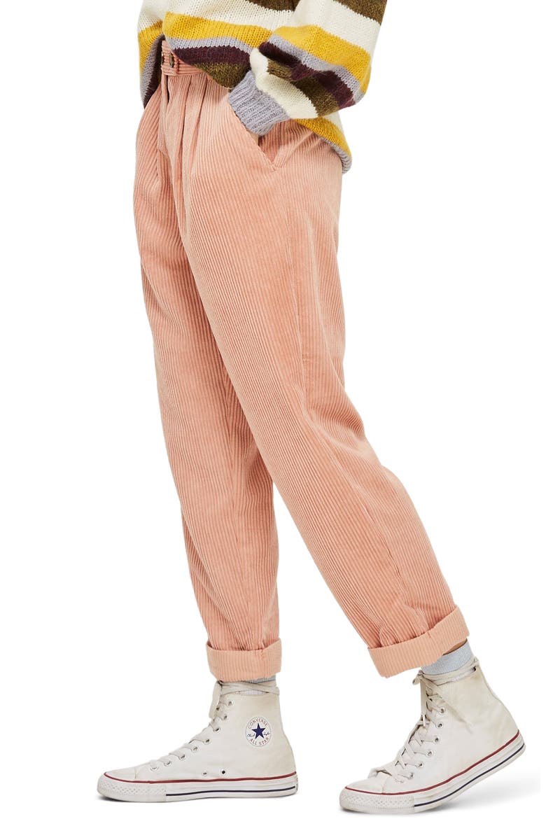 Corduroy Peg Trousers, Alternate, color, BLUSH