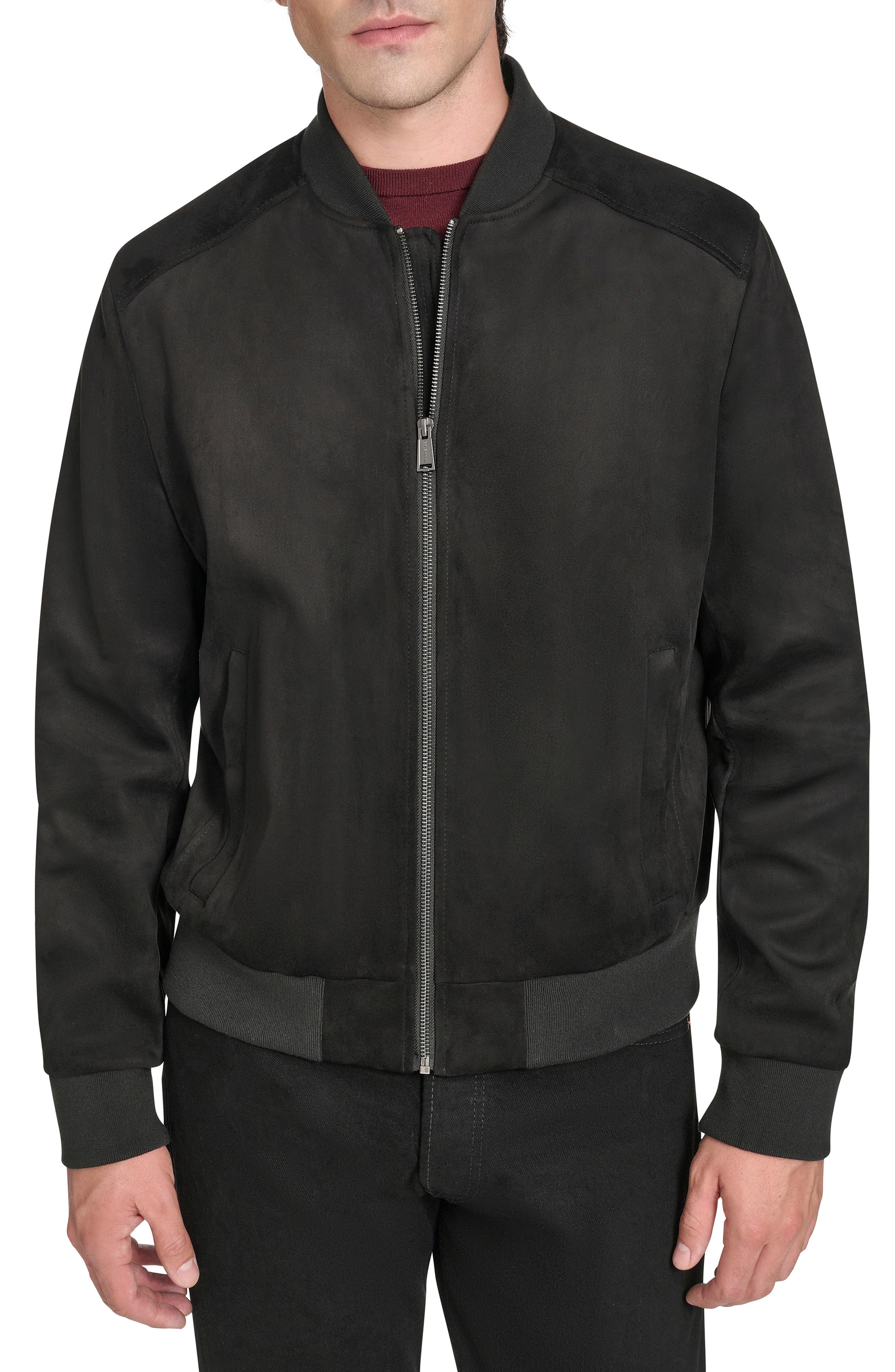 Cole Haan Signature Faux Suede Bomber Jacket