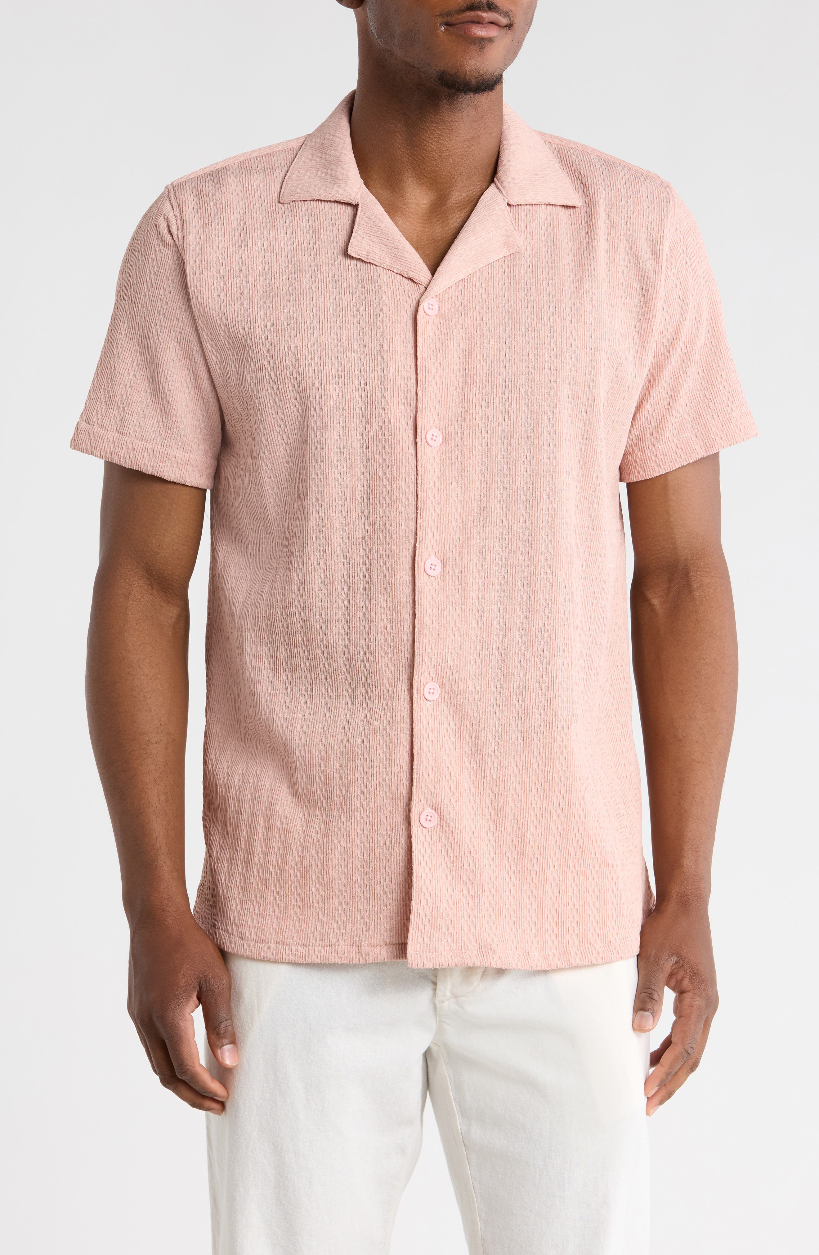 T.R. PREMIUM Modern Fit Textured Camp Shirt
