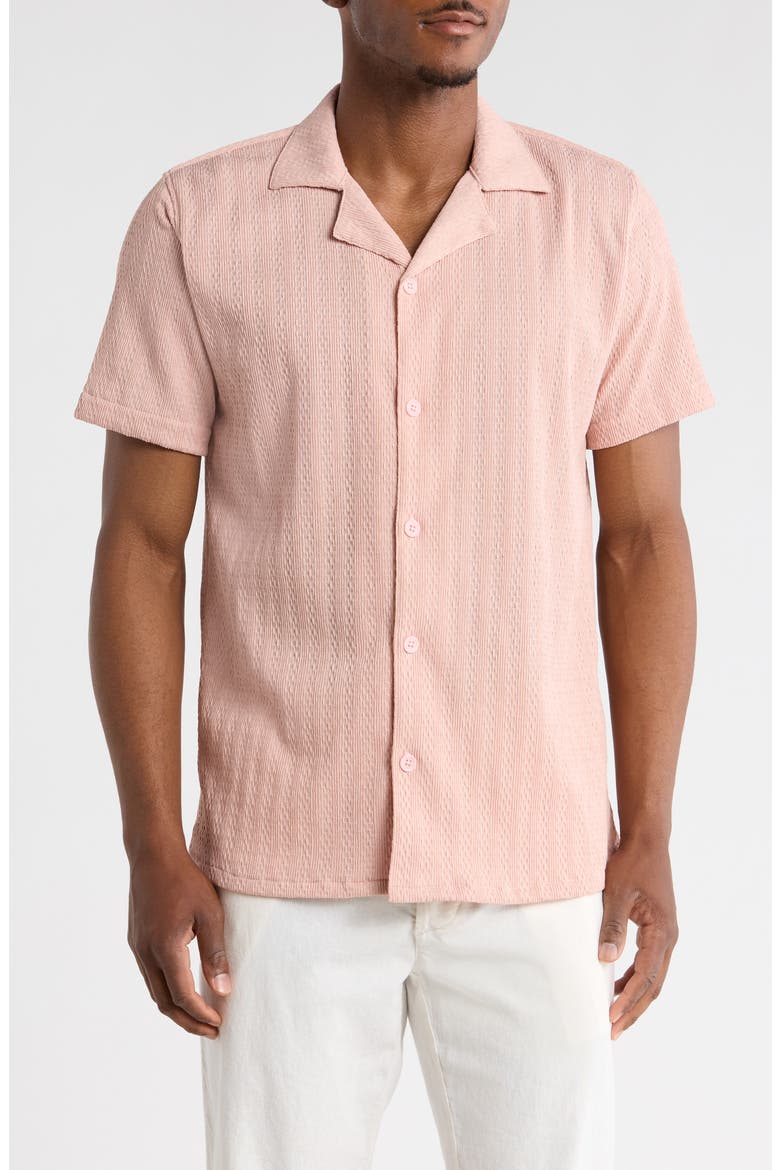 Modern Fit Textured Camp Shirt, Main, color, DUSTY PINK