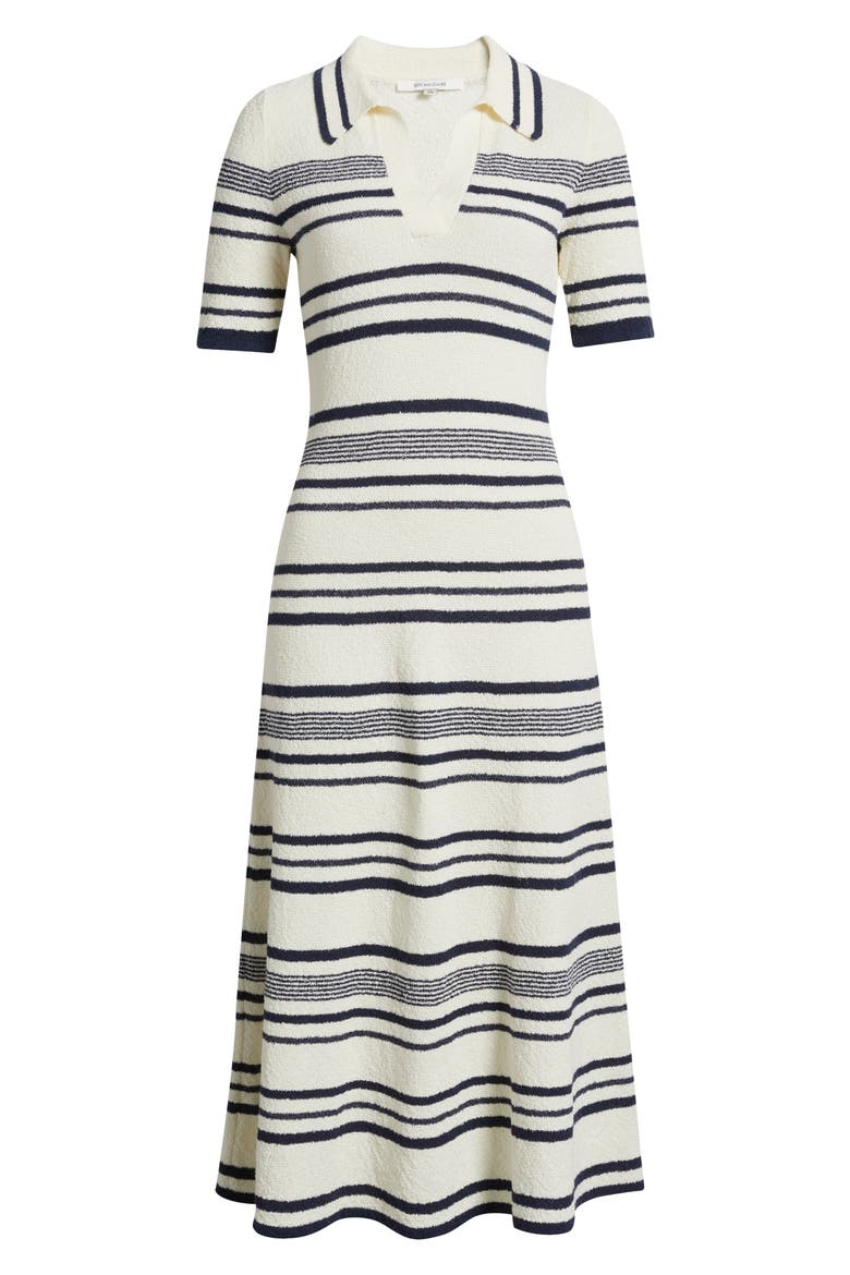 Stripe Midi Polo Sweater Dress, Alternate, color, NAVY