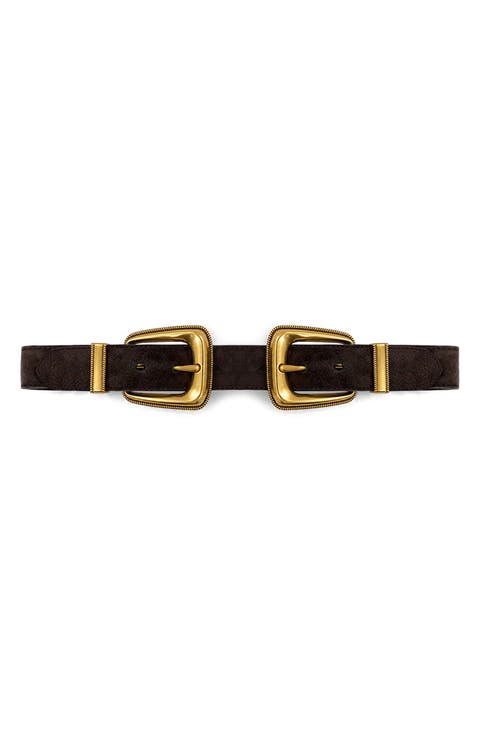 Arch Suede Double Buckle Belt