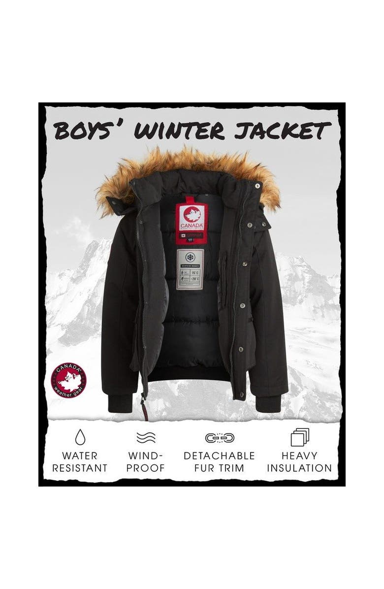 CANADA WEATHER GEAR Boys' Winter Bomber Jacket, Alternate, color, Black